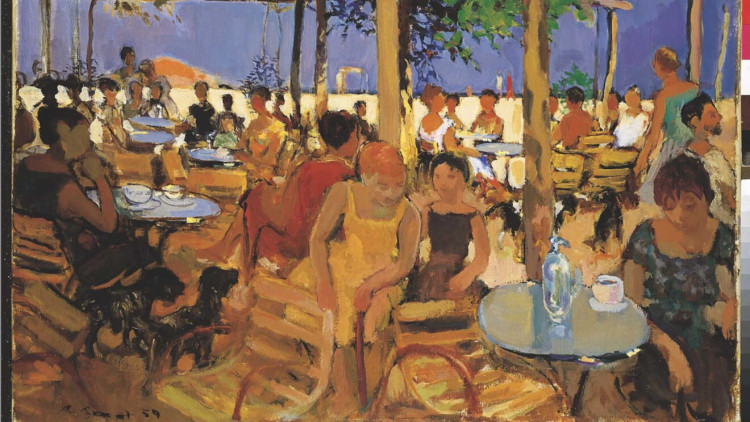 'El Cafè d’en Biel' a Tossa. Rafael Benet el pintada a totes hores (1930-35).. Fundació Benet