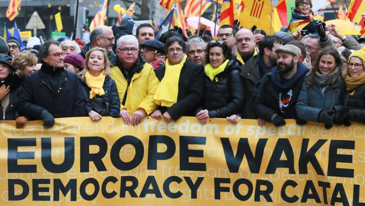 Capçalera de la manifestació de Brussel·les. Efe