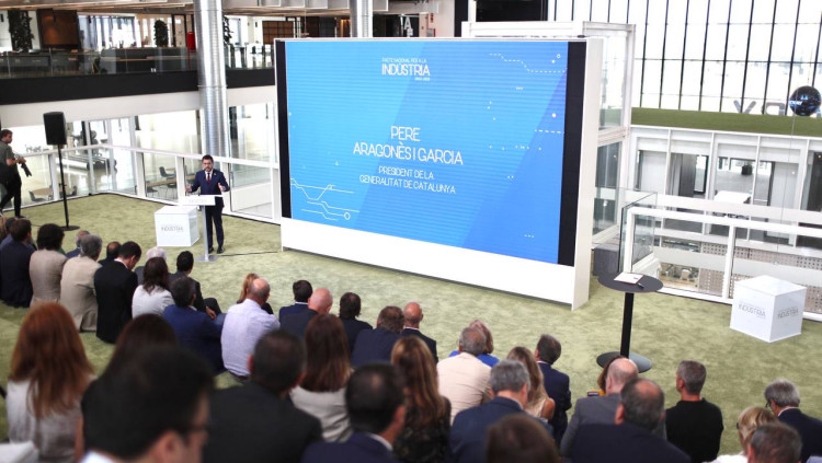 El president de la Generalitat, Pere Aragonès, a la presentació del Pacte Nacional per a la Indústria.