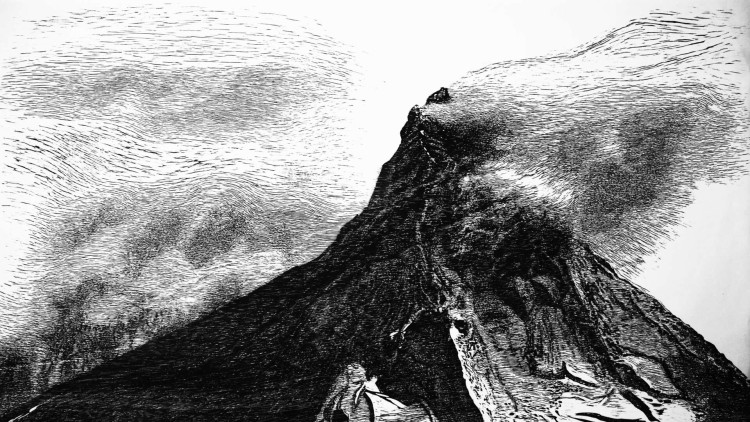 Tierra de volcanes, Xilografia, 2021