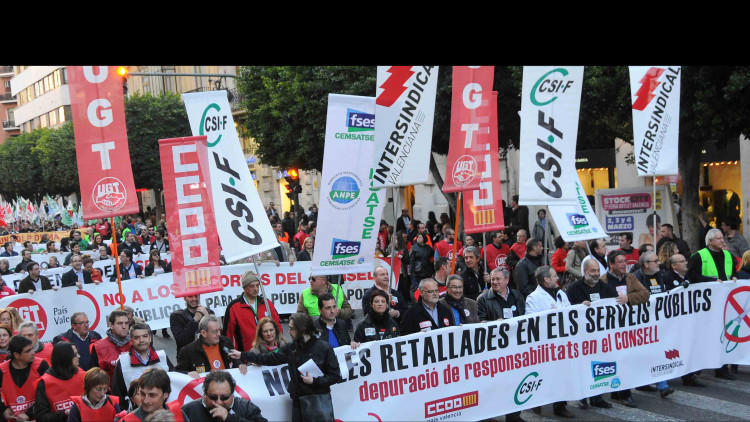 Imatge de la manifestació per la vaga general de 2012. Prats i Camps