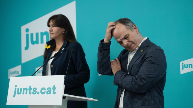 Els dirigents de Junts, Jordi Turull i Laura Borràs. Europa Press