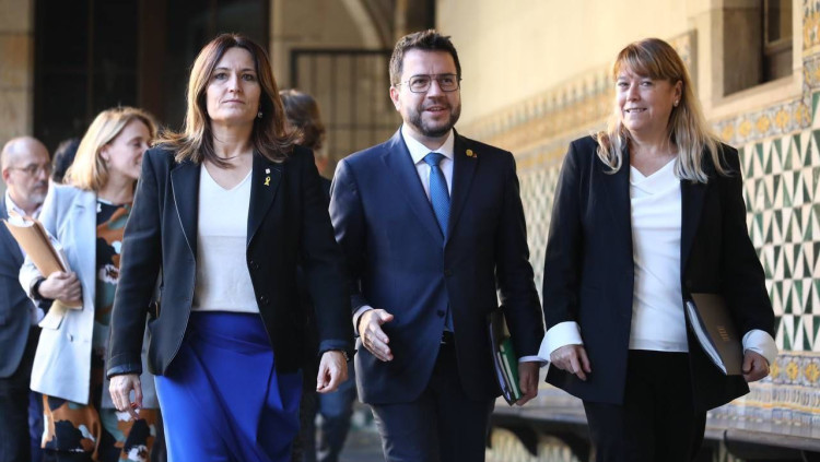 La consellera Laura Vilagrà, el president Pere Aragonès i la consellera Natàlia Garriga| Generalitat de Catalunya