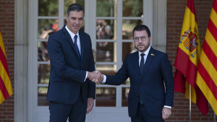 Sánchez i Aragonès en una reunió a La Moncloa el 15 de juny del 2022