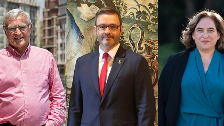 Joan Ribó, José Hila i Ada Colau, alcaldes de València, Palma i Barcelona