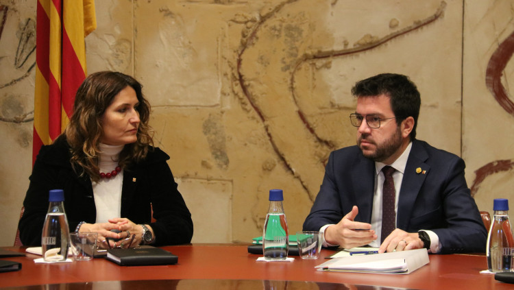 La consellera de Presidència Laura Vilagrà i el president Pere Aragonès. Agència Catalana de Notícies