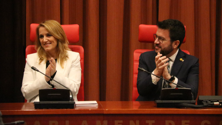 La consellera Natàlia Mas Guix i el president Pere Aragonès. Agència Catalana de Notícies