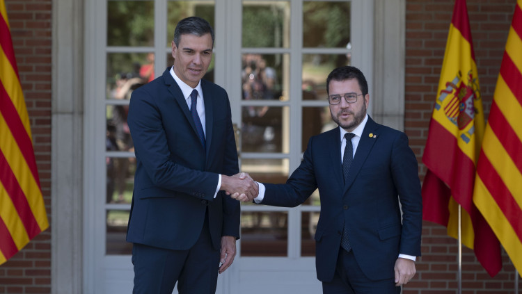 Els presidents Pedro Sánchez i Pere Aragonès al juliol del 2022. Europa Press