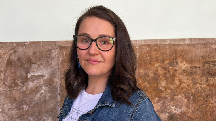 Maribel Martínez, secretària de l'organització FreePabloGonzalez, la qual reclama l'alliberament del periodista basc empresonat a Polònia.