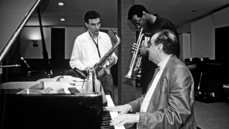 Perico Sambeat, Wallace Roney i Tete Montoliu als estudis Tabalet d’Alboraia (1992).
