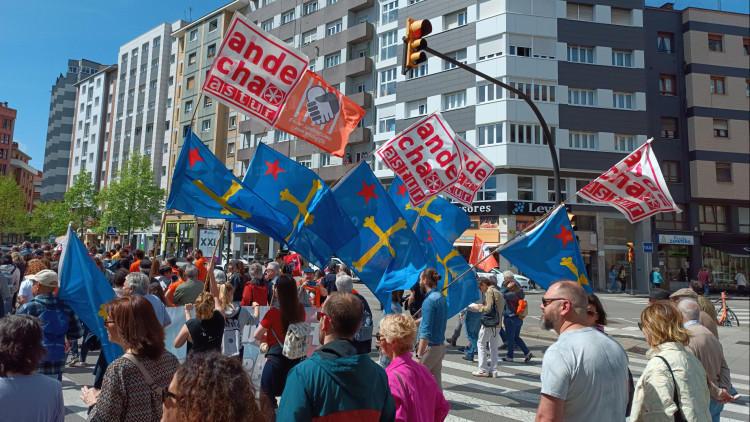 Manifestació d'Andecha Astur, el partit independentista asturià. Twitter @andechaastur