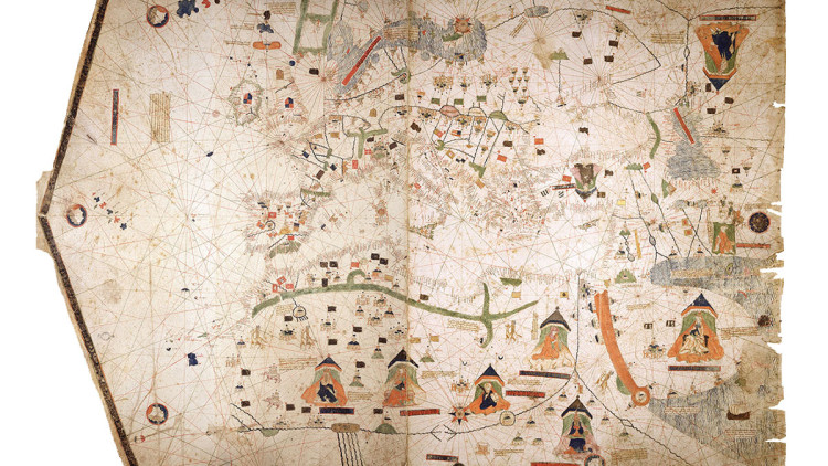 Carta portolana de la Mediterrània i de les costes atlàntiques d’Europa i Àfrica (1520), obra de Giovanni Vespucci.