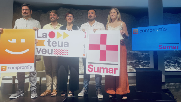 Ignacio Blanco, Alberto Ibáñez, Àgueda Micó, Nahuel González i Àngela Llinares, durant la conferència de premsa.