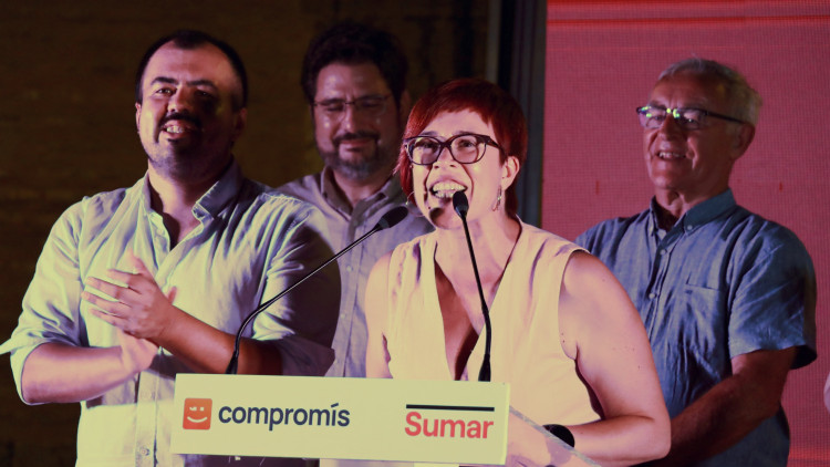 Compromís-Sumar, malgrat deixar-se vots en comparació a les anteriors eleccions espanyoles i a la suma dels espais a les valencianes, ha tret un resultat notable, que ha superat les projeccions demoscòpiques| Europa Press