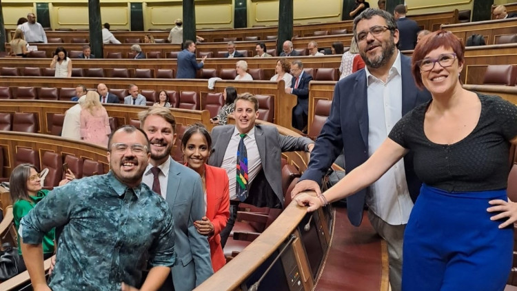 Membres de Compromís, Més per Mallorca i Chunta Aragonesista integrats dins de Sumar al Congrés. Europa Press