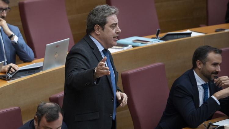 José María Llanos, dret, i Joaquín Alés, els dos diputats de Vox que han registrat la petició per a lʼhomologació immediata dels títols de llengua expedits per Lo Rat Penat.