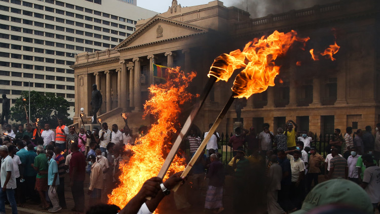 Manifestació de protesta a la capital d'Sri Lanka, Colombo. Europa Press