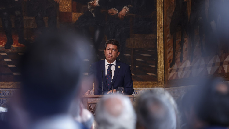 El president de la Generalitat Valenciana, el popular Carlos Mazón, en l'acte institucional del 9 d'Octubre| Rober Solsona/Europa Press
