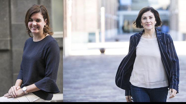 Sandra Gómez, a l'esquerra, i Maite Girau, a la dreta, competeixen pel lideratge del PSPV-PSOE a la ciutat de València.. Eva Máñez