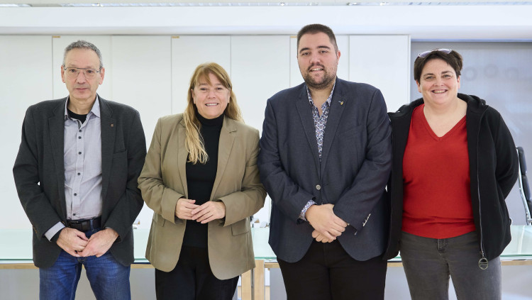 Jordi Font, director del Memorial Democràtic; Natàlia Garriga, consellera de Cultura; Gerard Companys, alcalde d'Alcarràs; i Estefania Rufach, vicepresidenta de l'Institut d'Estudis Ilerdencs (IEI).. Departament de Cultura