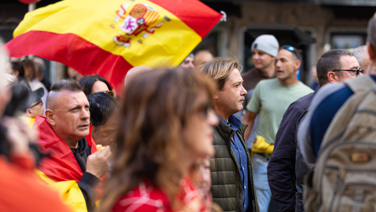 Jorge Campos, diputat de Vox per les Illes Balears al Congrés, en una manifestació contra l'amnistia. Europa Press
