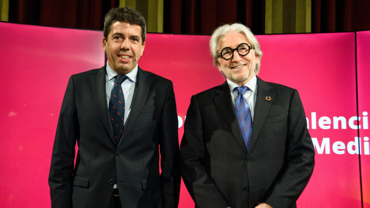 Carlos Mazón amb el president de Foment del Treball, Daniel Sánchez Llibre a Barcelona.. Europa Press