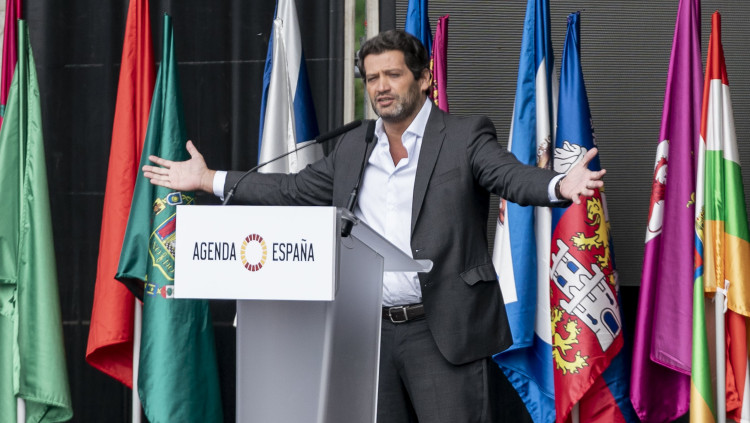 André Ventura, líder de Chega, en l'acte Viva 21, organitzat per Vox a Madrid a l'octubre del 2021. Europa Press