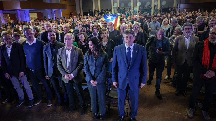 El president Puigdemont, en l'acte a Elna. Agència Catalana de Notícies