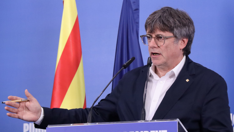 El candidat de Junts, Carles Puigdemont, durant la nit electoral. Agència Catalana de Notícies