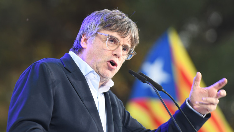 Carles Puigdemont, líder de Junts per Catalunya, en un míting de campanya| Europa Press