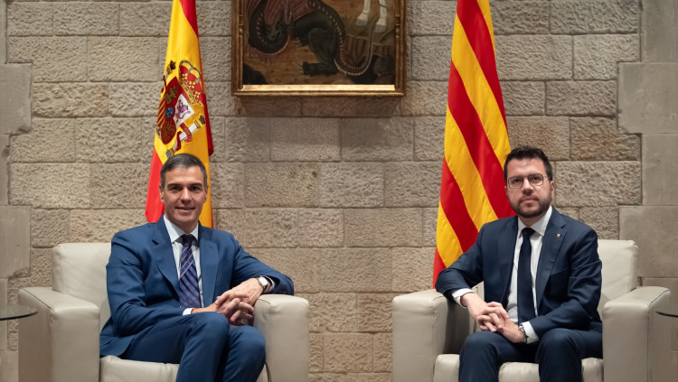 El president espanyol, Pedro Sánchez, i el president català, Pere Aragonès| Europa Press