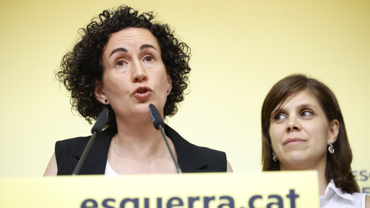 Marta Rovira durant una roda de premsa en la seu d'Esquerra. Europa Press