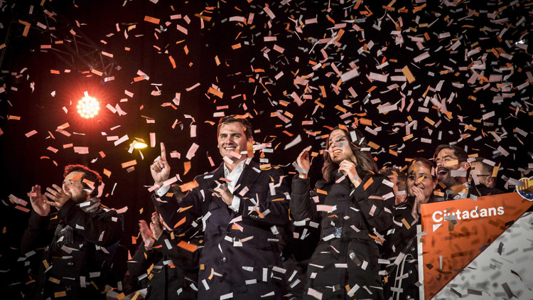 Celebració de C's en la nit electoral del 21D. Efe