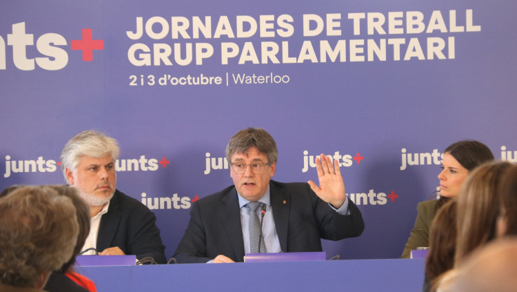 Puigdemont en una jornada de treball de Junts. Agència Catalana de Notícies