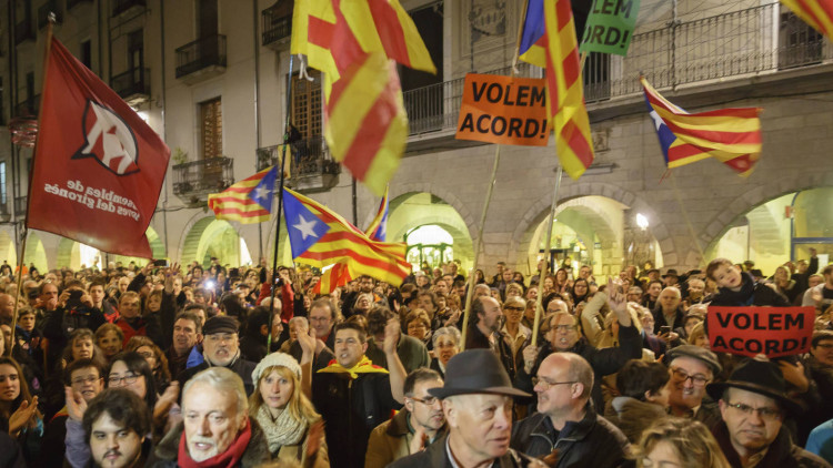 Plaça de l'1 d'octubre de 2017 de Girona. Efe