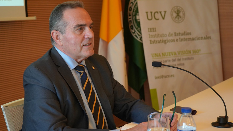 El nou vicepresident de la Generalitat Valenciana, el militar Francisco José Gan Pampols, en una conferència a la Universitat Catòlica de València| Europa Press