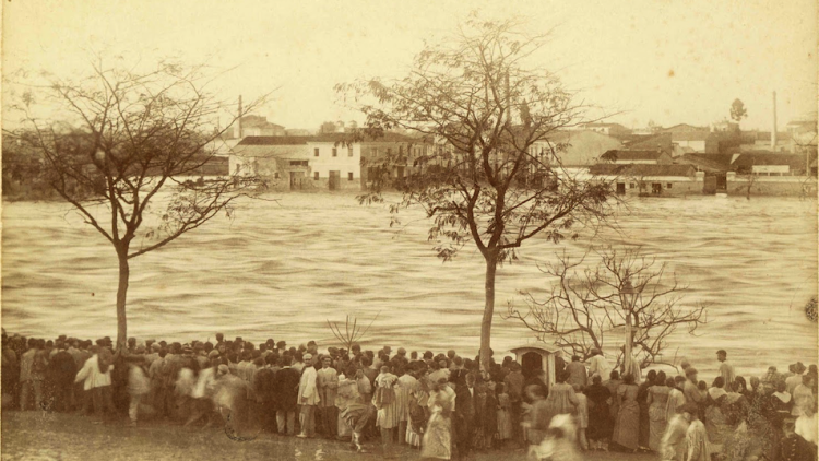Imatge de la riuada que va inundar València el 1897.
