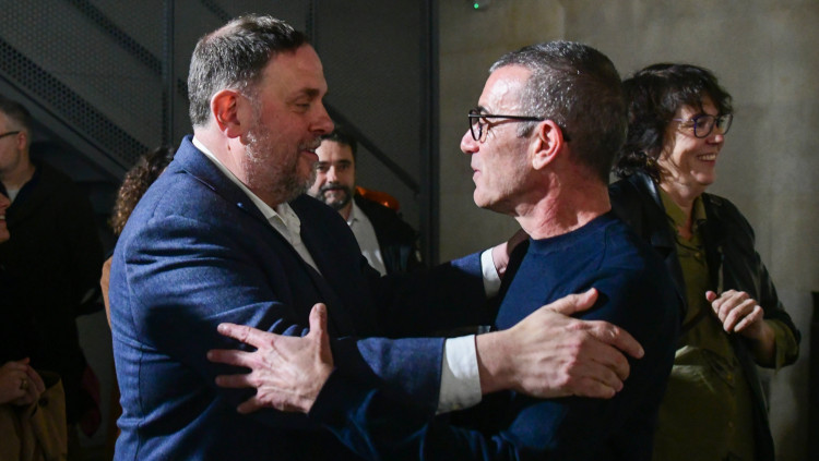 Trobada entre Oriol Junqueras i Xavier Godàs. Agència Catalana de Notícies