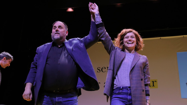 El nou president d'Esquerra Republicana, Oriol Junqueras, amb la nova secretària general, Elisenda Alamany. Agència Catalana de Notícies