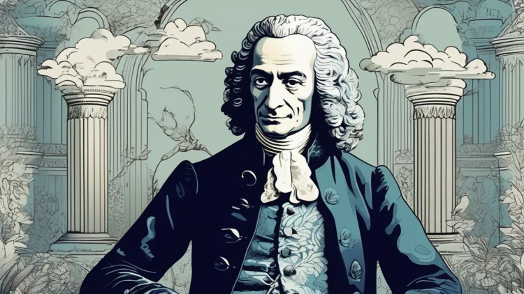 Voltaire, un dels pares de la Il·lustració, en una imatge recreada per IA.