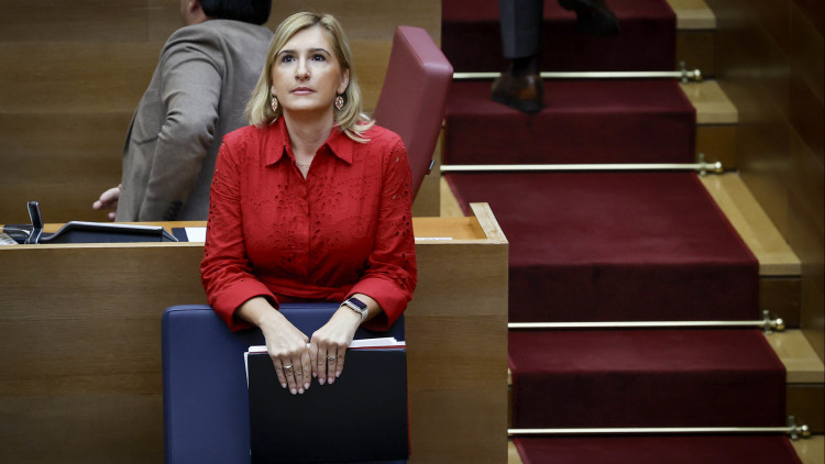 Salomé Pradas, el 3 dʼoctubre de 2024, en la seua primera i penúltima compareixença a Les Corts com a consellera de Justícia i Interior valenciana. / Corts Valencianes - José Cuéllar