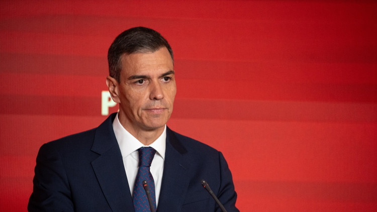 El president del Govern espanyol i líder del PSOE, Pedro Sánchez, en la seua compareixença| Europa Press. 