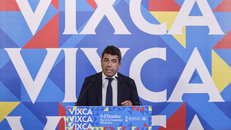 Carlos Mazón, aquest dimecres, durant la presentació de la campanya amb motiu del 9 d'Octubre. Europa Press