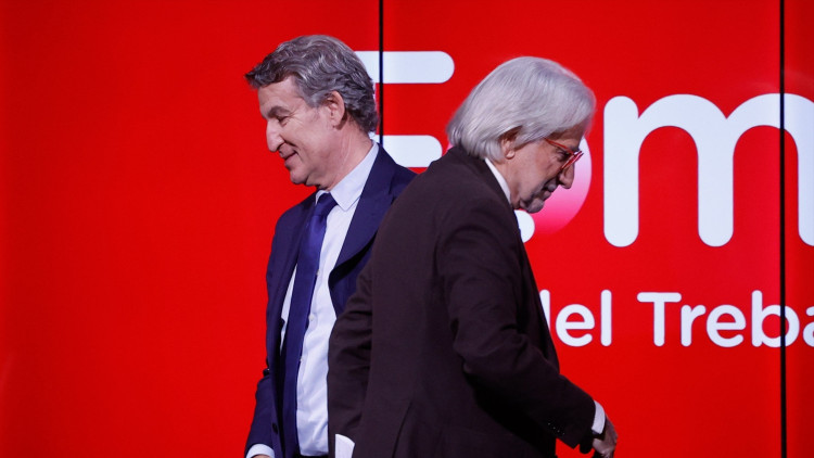 El líder estatal del PP, Alberto Núñez Feijóo, i Josep Sánchez Llibre, president de Foment del Treball| Europa Press