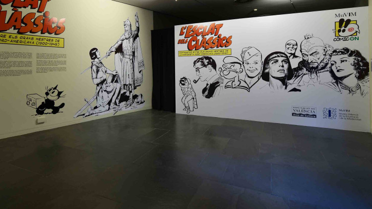 Accés a l'exposició sobre l'esclat dels clàssics del còmic nordamericans.