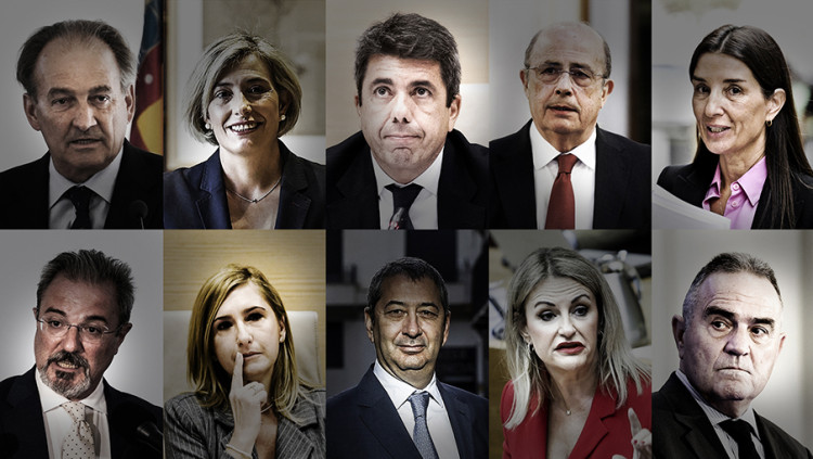 La majoria de protagonistes del Govern valencià de PP i Vox ja no estan en la primera línia política.. Fotomuntatge de Toni Payà
