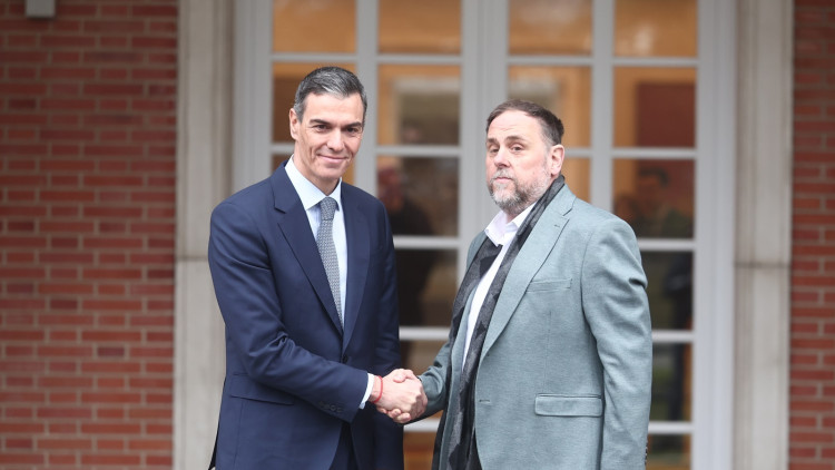 Reunió entre Pedro Sánchez i Oriol Junqueras a la Moncloa.. Europa Press