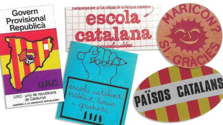 Algunes de les enganxines que conté el llibre 'La tira de pegatines. Col·lecció de pegatines amb història', de Ferran Albert