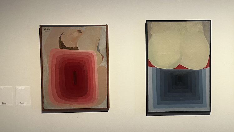 'Fins al fons' i 'Cel·la freda', dues obres de la retrospectiva de l'artista Esther Boix: 'El món en lluita'. Àlex Milian