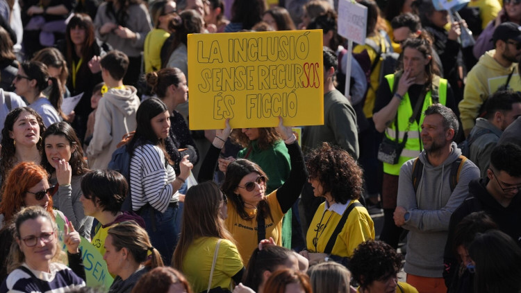 Protesta dels docents catalans el febrer passat.. Europa Press